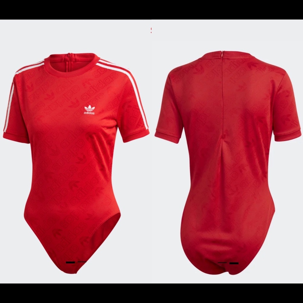 Adidas BODYSUIT WOVEN SHORT SLEEVE RED XS NEW